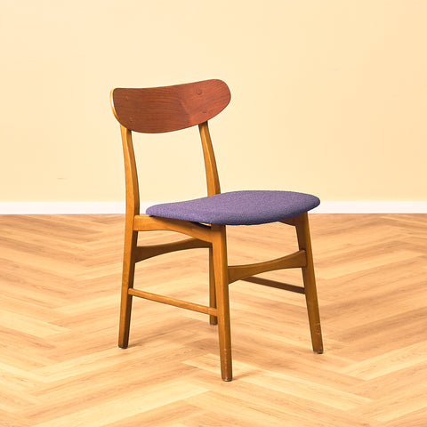 Danish set of 6 dining chairs in teak and beech