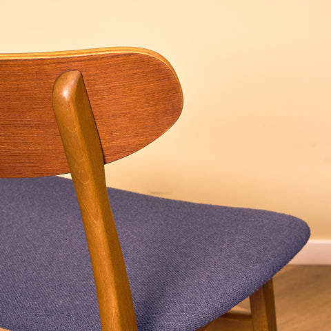 Danish set of 6 dining chairs in teak and beech