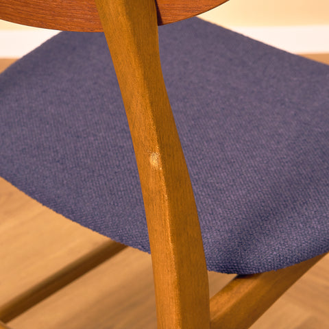Danish set of 6 dining chairs in teak and beech