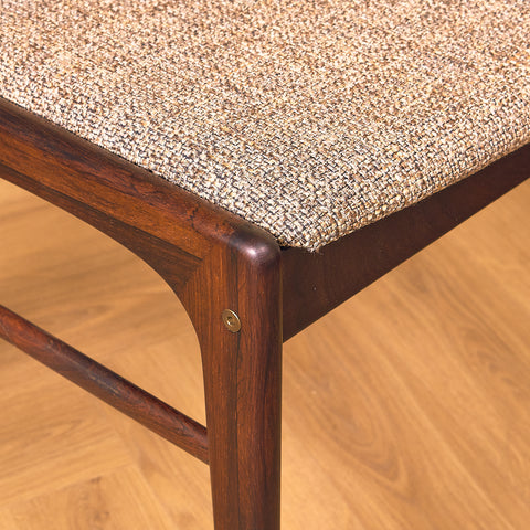 Danish dining chairs in solid Santos rosewood by N&K Bungaard Rasmussen for Thorsø Møbelfabrik