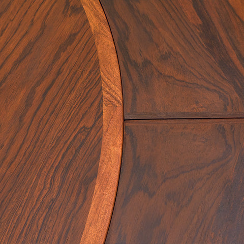 Danish round dining table in Santos rosewood, model 'Flip-Flap' by Dyrlund