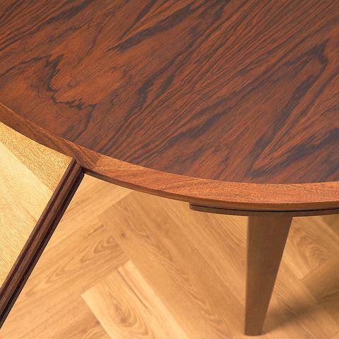 Danish round dining table in Santos rosewood, model 'Flip-Flap' by Dyrlund