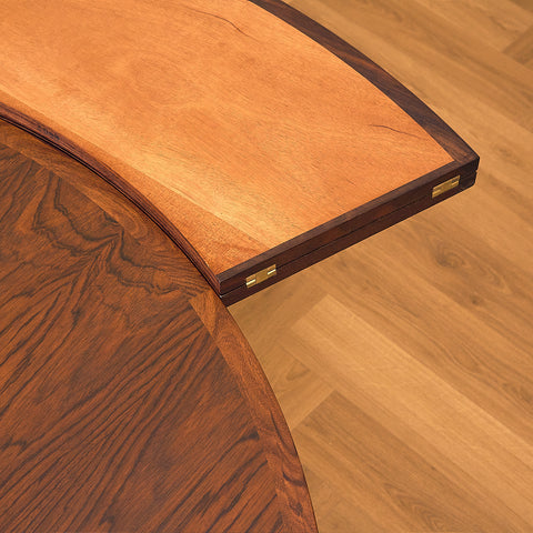 Danish round dining table in Santos rosewood, model 'Flip-Flap' by Dyrlund