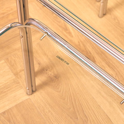 Mid-century set of nest of tables in chrome