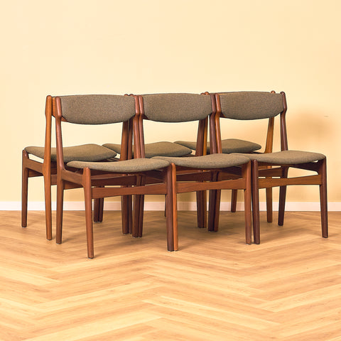 Danish dining chairs in teak and walnut by Findahl
