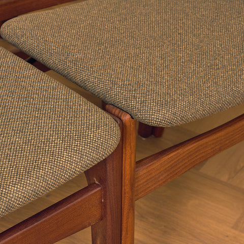 Danish dining chairs in teak and walnut by Findahl