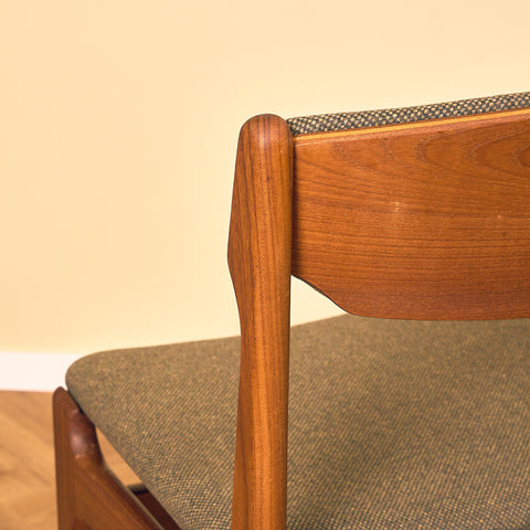 Danish dining chairs in teak and walnut by Findahl