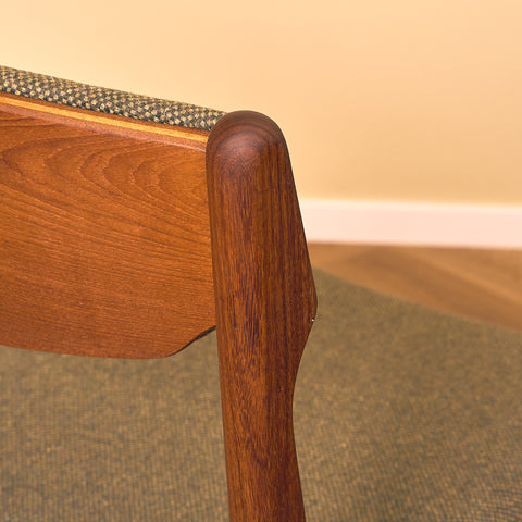 Danish dining chairs in teak and walnut by Findahl