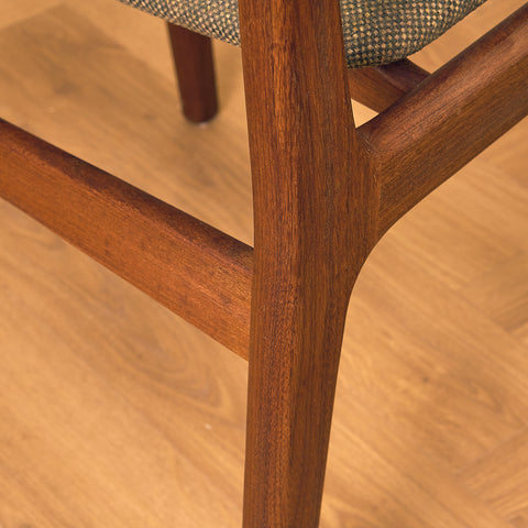 Danish dining chairs in teak and walnut by Findahl