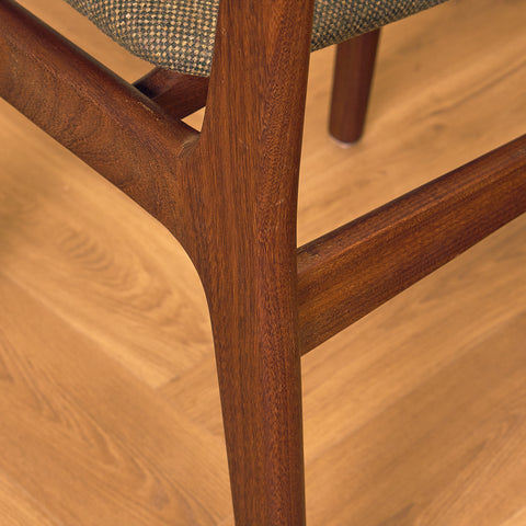Danish dining chairs in teak and walnut by Findahl