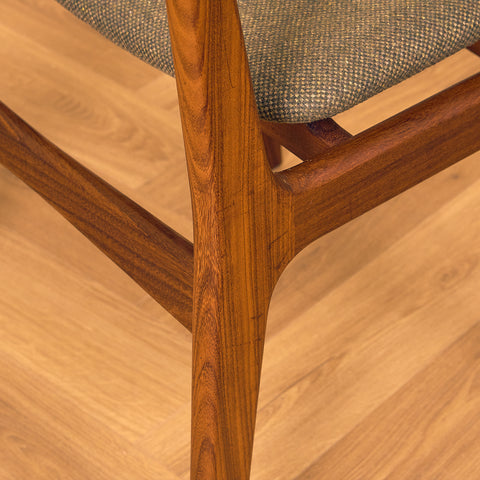 Danish dining chairs in teak and walnut by Findahl
