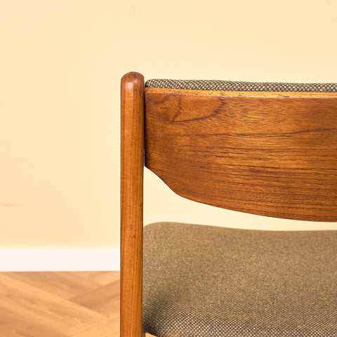 Danish dining chairs in teak and walnut by Findahl