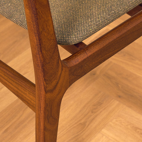 Danish dining chairs in teak and walnut by Findahl