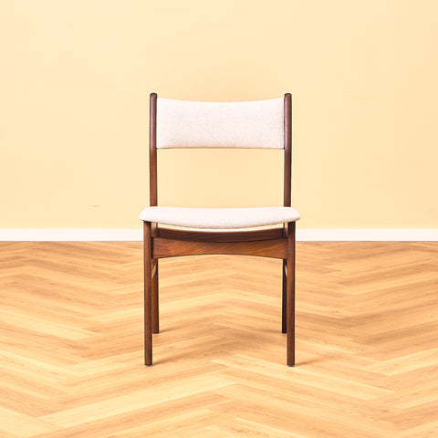Danish dining chairs in teak and walnut by Findahl
