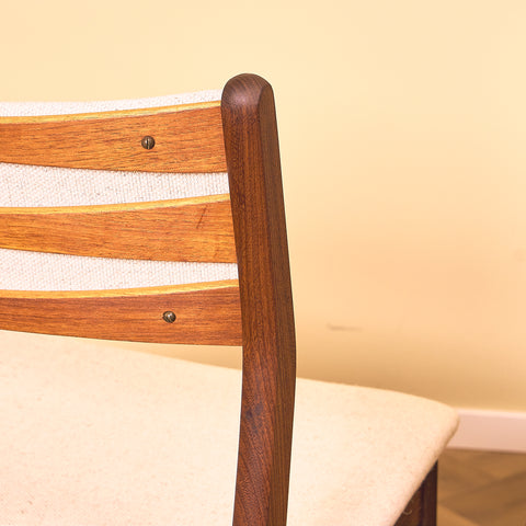 Danish dining chairs in teak and walnut by Findahl