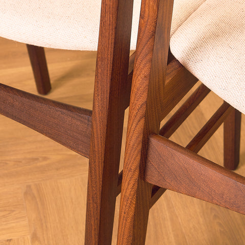 Danish dining chairs in teak and walnut by Findahl