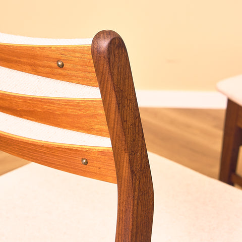 Danish dining chairs in teak and walnut by Findahl