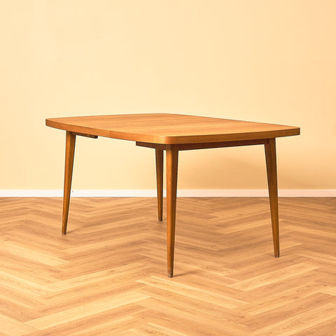 Swedish square dining table in teak and oak by AB Möbelfabriken Linden