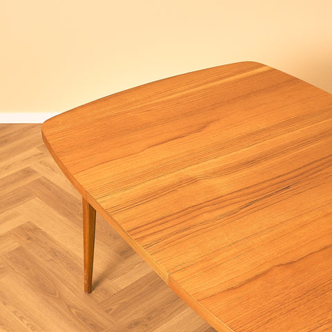 Swedish square dining table in teak and oak by AB Möbelfabriken Linden