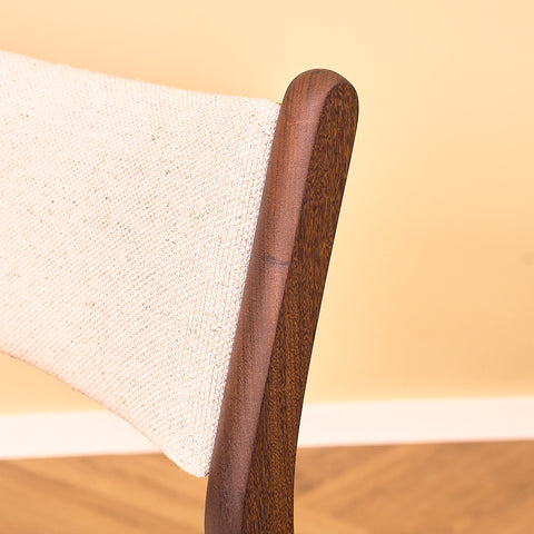 Danish dining chairs in teak and walnut by Findahl