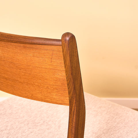 Danish dining chairs in teak and walnut