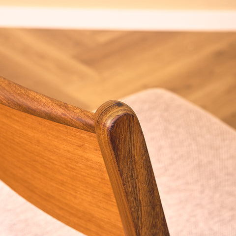 Danish dining chairs in teak and walnut