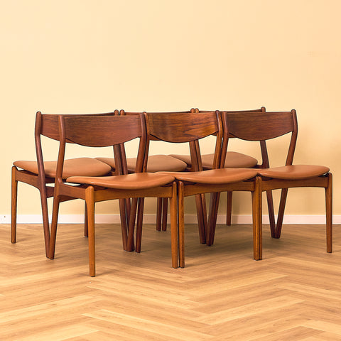 Danish dining chairs in teak by P.E. Jørgensen for Farsø Stolefabrik