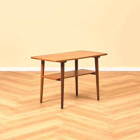 Swedish small side table in teak and walnut