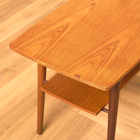 Swedish small side table in teak and walnut