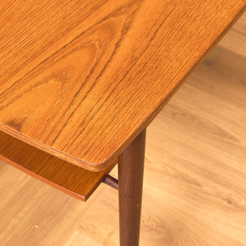 Swedish small side table in teak and walnut