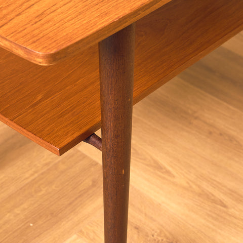 Swedish small side table in teak and walnut