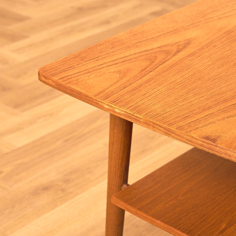 Swedish small side table in teak and walnut
