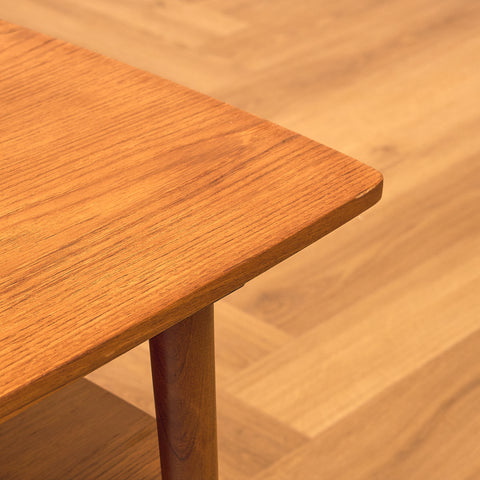 Swedish small side table in teak and walnut