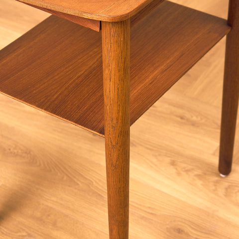 Side table in teak and oak