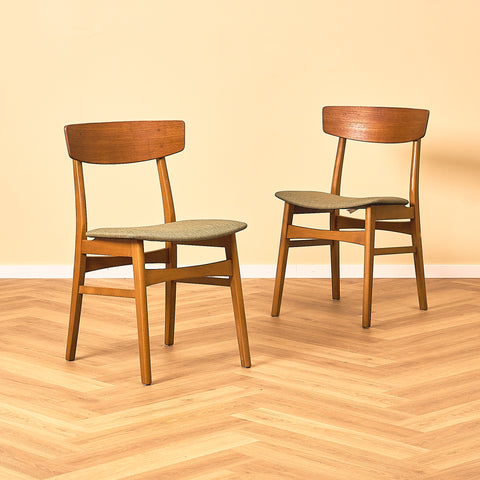 Danish dining chairs in teak and beech