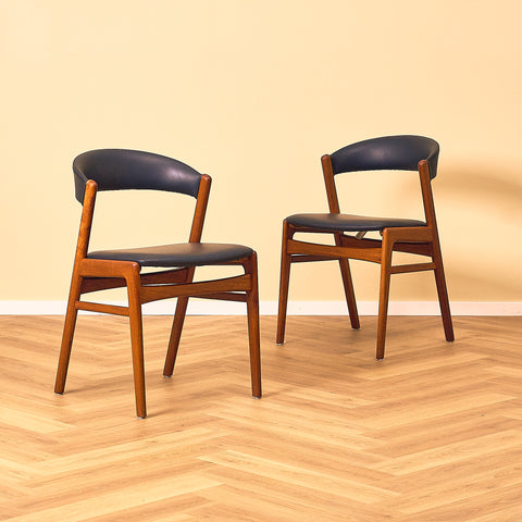 Swedish dining chairs in solid teak by DUX