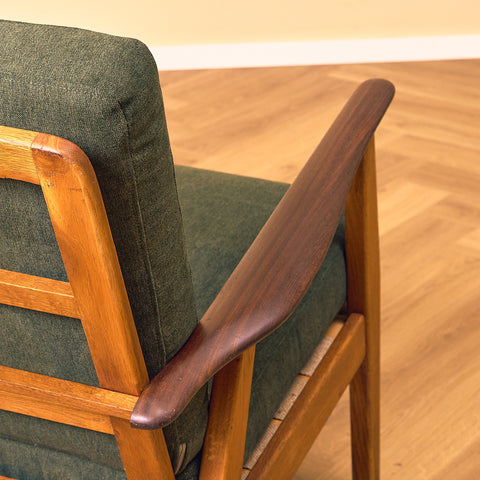 Swedish armchair in walnut and oak