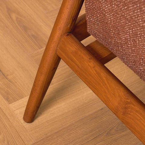 Danish armchair with stool in teak