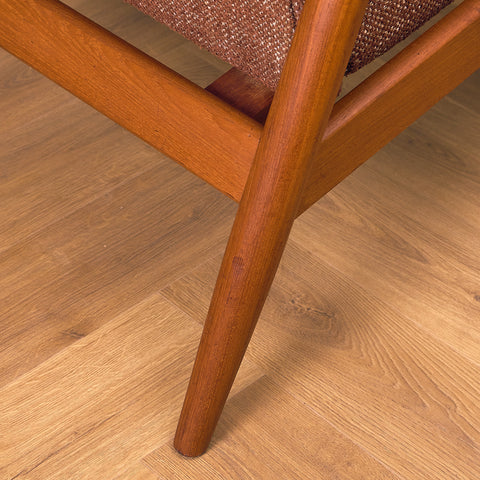 Danish armchair with stool in teak