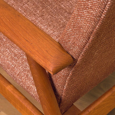 Danish armchair with stool in teak