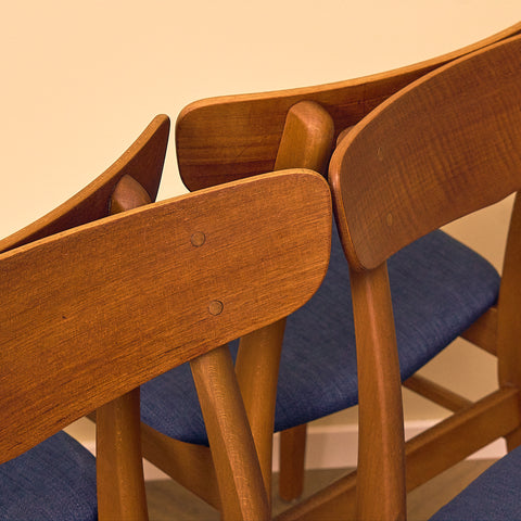 Danish dining chairs in teak and beech by Findahl Møbelfabrik, model 'Møsbol'