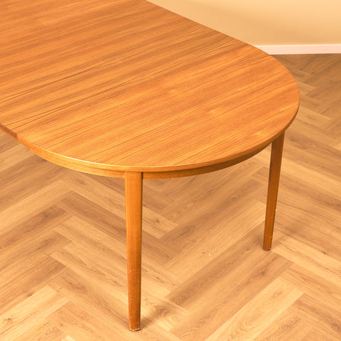 Swedish round dining table in teak and beech