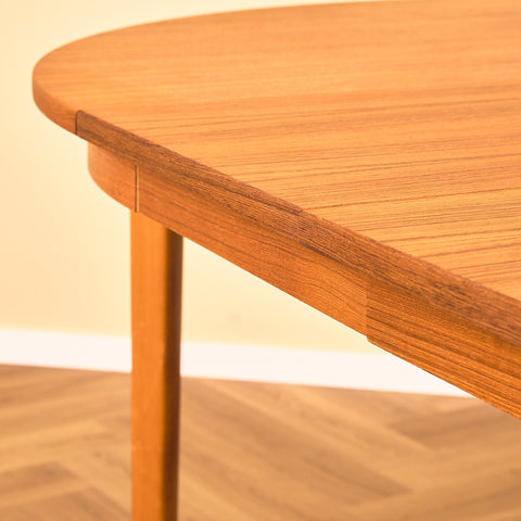 Swedish round dining table in teak and beech