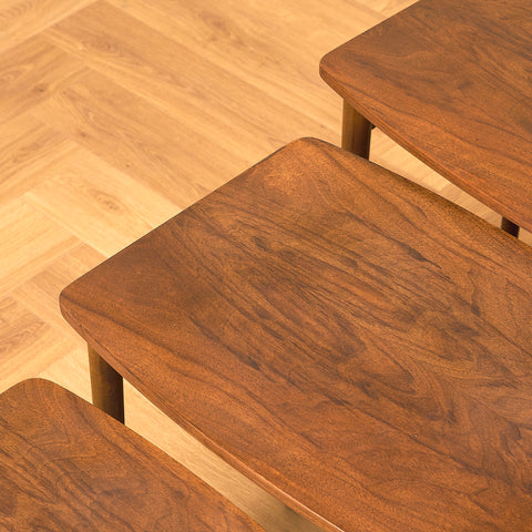 Denmark set of nest of tables in walnut and beech by Odense