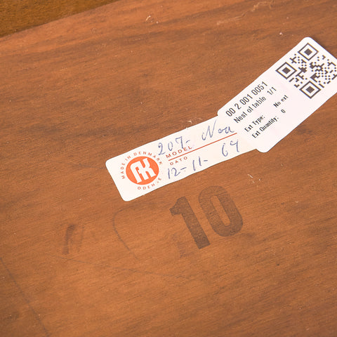 Denmark set of nest of tables in walnut and beech by Odense
