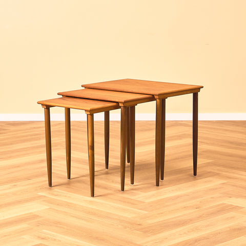 Danish nest of tables in teak and walnut