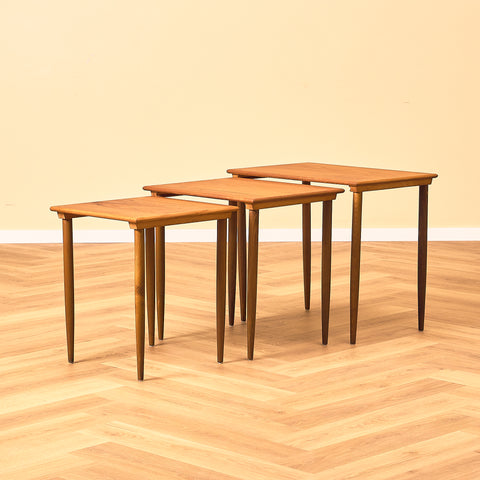 Danish nest of tables in teak and walnut