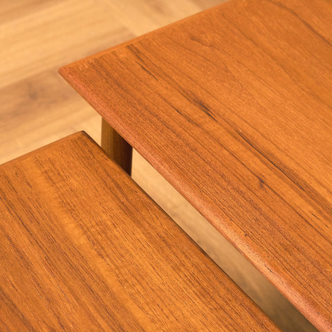 Danish nest of tables in teak and walnut