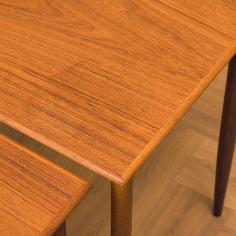 Danish nest of tables in teak and walnut