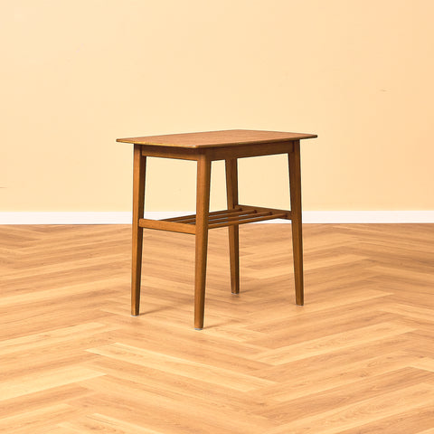 Swedish side table in teak and beech
